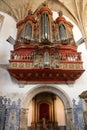 Baroque pipe organ of the 18th century inside the church of Monastery of Santa Cruz, Coimbra, Portugal