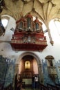 Baroque pipe organ of the 18th century inside the church of Monastery of Santa Cruz, Coimbra, Portugal