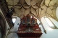 Baroque pipe organ of the 18th century inside the church of Monastery of Santa Cruz, Coimbra, Portugal Royalty Free Stock Photo