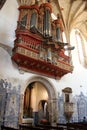 Baroque pipe organ of the 18th century inside the church of Monastery of Santa Cruz, Coimbra, Portugal