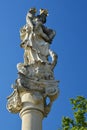 Baroque plague column in Skalica, Slovakia, with statiue of Virgin Mary with Child, built around year 1965. Royalty Free Stock Photo