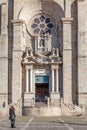 Baroque Portal and Rose Window of the Porto Cathedral or Se Catedral do Porto Royalty Free Stock Photo