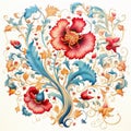 Baroque Realism Floral Illustration In Ottoman Style