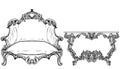 Baroque Rococo furniture Vector. Rich Imperial rose ornaments. Royal Victorian decors