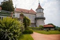 Baroque romantic castle Nove mesto nad Metuji, Italian garden, renaissance chateau with small round tower, English mansion with