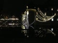 Baroque Schloss Bottmingen near Basel in Switzerland in night, reflection in the calm mirror-like moat water, christmas decoration