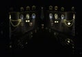 Baroque Schloss Bottmingen near Basel in Switzerland in night, reflection in the calm mirror-like moat water, christmas decoration