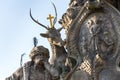 Baroque sculpture of John of Matha, Felix of Valois and Saint Ivan on the Charles Bridge, Prague, Czech Republic