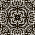 Baroque seamless pattern. Black and white floral Damask background wallpaper fabric with elegance lines flowers, scroll swirl Royalty Free Stock Photo