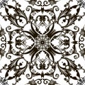 Baroque seamless pattern. Black and white floral Damask background wallpaper fabric with vintage flowers, scroll leaves. Antique Royalty Free Stock Photo