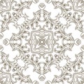 Baroque seamless pattern. Black and white floral Damask background wallpaper fabric with vintage lines flowers, scroll leaves. Royalty Free Stock Photo