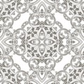 Baroque seamless pattern. Black and white floral Damask background wallpaper fabric with vintage lines flowers, scroll leaves. Royalty Free Stock Photo