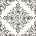 Baroque seamless pattern. Black and white floral Damask background wallpaper fabric with vintage lines flowers, scroll leaves. Royalty Free Stock Photo