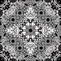 Baroque seamless pattern. Black and white vector damask background wallpaper with vintage flowers, scroll leaves Royalty Free Stock Photo