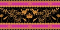 Baroque seamless pattern with crowns, chains and horn of plenty. Vector greek patch for print, fabric, scarf.