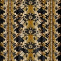 Baroque seamless pattern. Damask background wallpaper with geometric elements, meander, greek Royalty Free Stock Photo