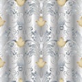 White gold Baroque seamless pattern Royalty Free Stock Photo