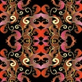 Baroque seamless pattern. Vector floral black background with re Royalty Free Stock Photo
