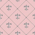 Baroque silver elements ornamental seamless pattern. Watercolor hand drawn gold element texture on pink background