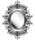 Baroque silver mirror frame. Vector French Luxury rich intricate ornaments. Victorian Royal Style decors Royalty Free Stock Photo