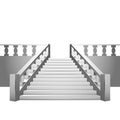 Baroque staircase with balustrade on white background