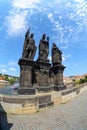 Baroque Statues On The Prague Charles Bridge.