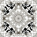 Baroque style black and white vector seamless pattern. Repeat floral decorative background. Monochrome backdrop. Vintage Royalty Free Stock Photo