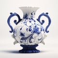 Baroque Style Blue And White Porcelain Vase 3d Model