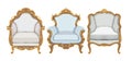 Baroque style chairs with gold elegant decor Royalty Free Stock Photo