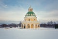 Baroque style church of the Nativity of the Virgin in Podmoklovo (XVIII century) in winter day, Moscow region, Russia Royalty Free Stock Photo