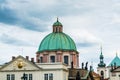 Baroque style Church of St Francis Seraph St. Francis of Assisi Church on the bank of Vltava river, Old town of the Prague Royalty Free Stock Photo