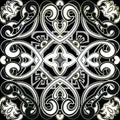 Baroque style floral seamless pattern. Monochrome ornamental vector background. Repeat antique ornate backdrop. Vintage ornaments Royalty Free Stock Photo