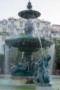 Baroque Style Fountain in Rossio Square in Lisbon, Portugal Royalty Free Stock Photo
