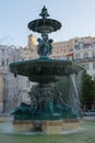 Baroque Style Fountain in Rossio Square in Lisbon, Portugal Royalty Free Stock Photo