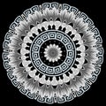 Baroque style greek vector mandala pattern. Tribal black and white floral background. Ancient ethnic greek key meanders Royalty Free Stock Photo