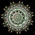 Baroque style lace floral greek vector mandala pattern. Vintage ornamental background. Round elegance colorful ornament