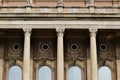 baroque style old architectural detail of stone columns and arched windows in Budapest Royalty Free Stock Photo