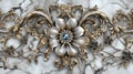 Baroque Style Ornate Floral Golden Decoration on Marble.