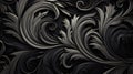 Baroque Style Spiral Illustration. Swirling grayscale baroque-inspired digital illustration