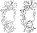 Baroque Two Styles: Traditional and Calligraphy Royalty Free Stock Photo