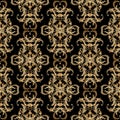 Baroque vector embroidery seamless pattern. Black ornate grunge