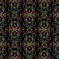 Baroque vector embroidery seamless pattern. Black ornate grunge