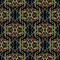 Baroque vector embroidery seamless pattern. Black ornate grunge