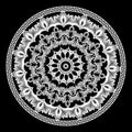 Baroque vector round mandala pattern. Ancient ornamental abstract black and white background. Geometric shapes and