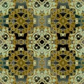 Baroque vector seamless pattern. Tribal ethnic style greek borders. Vintage floral baroque Victorian style green Royalty Free Stock Photo