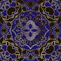 Baroque vintage vector seamless pattern. Greek floral ornamental beautiful dark blue background. Modern symmetrical Royalty Free Stock Photo