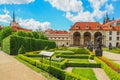 The Baroque Wallenstein Palace in Prague and its french garden in spring. Royalty Free Stock Photo