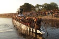 BAROTSELAND, WESTERN ZAMBIA - APRIL 12, 2008 Spectators looking on at the Kuomboka ceremony when the king of the Lozi tribe of