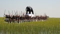 BAROTSELAND, WESTERN ZAMBIA - APRIL 12, 2008 It is the traditional annual Kuomboka ceremony when the king of the Lozi tribe of