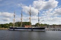 Barque at the harbor of Lubeck-Travemunde Royalty Free Stock Photo